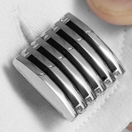 Schwarze & Silberfarbene Überziehknöpfe für Männer - Überziehknöpfe