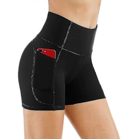 Damesykkelshorts Sportsshorts med lommer Leggings Shorts Høy midje Gjennomsiktige gymshorts Push Up Hotpants Sommer for yoga Løping_Billige Gaver 