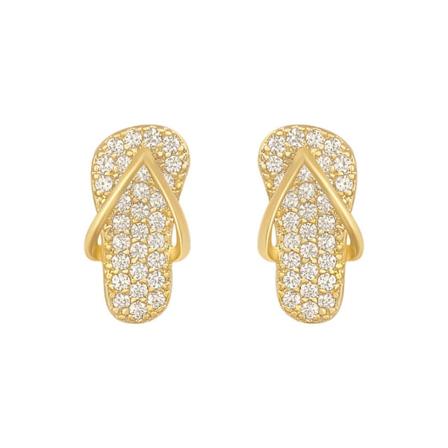 Creative Mini Slipper-Shape örhängen Glittrande Strass Inläggningar guld örhängen för tonåringar och unga flickor gold