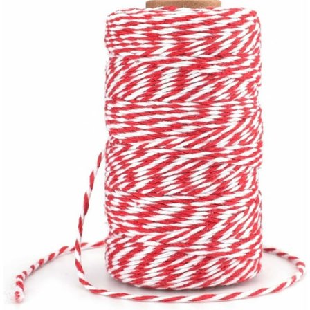 100M Snøre (Rød) og Hvid Rød Juletråd Rød Juletråd Holdbar Bomuldssnor