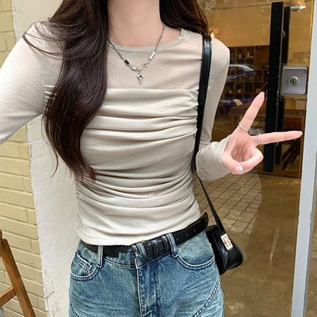 Langærmede T-shirts Cropped Top LYS GRØN S