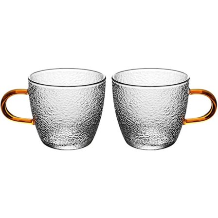 2 st Koppar Transparent Kaffe Vatten Små Tillbehör Te Glas Mugg Med Handtag
