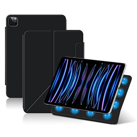 SKALO iPad Pro 13 (2024) Magnetic Fold Fodral med Magnetisk Baksida - Svart