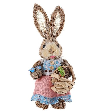 Påske simuleret strå kanin kunstig græs kanin ornament kanin ornament (33.5X16CM, som vist på billedet)