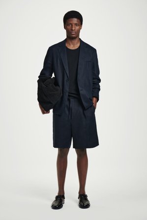 COS Men's Tailored Drawstring Linen Shorts in Blue
