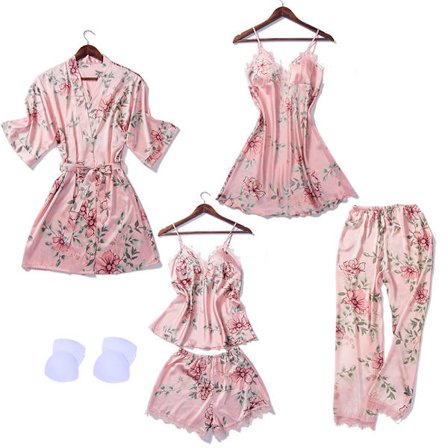 Dam Silkespyjamas Set Pyjamas Flickor Damernas Pyjamas Satin Paja