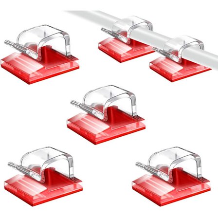 50-pak selvklæbende kabelstyringsklemmer til TV, PC, bærbar computer, kontor, hjem - transparent