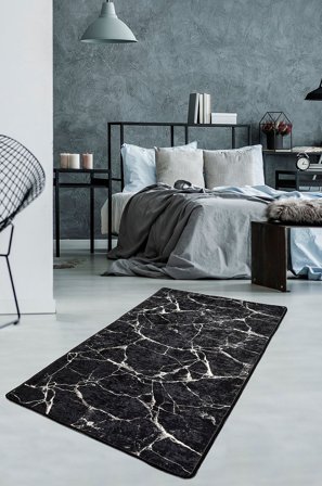 Conceptum Hypnose - Teppe Marble dark - Svart - Glattvevde tepper - 80X150 - Fra Homeroom