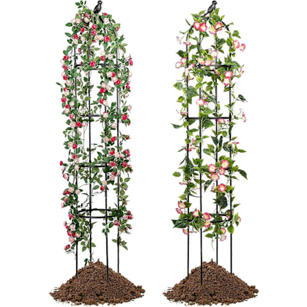 Obeliski Kiipeilyteline Ulkokäyttöön Kiipeilykasveille 180 cm, Puutarhatorni Kiipeilyteline Ruukkukasveille Sisäkäyttöön, Mukana Kierresidettä 120 cm