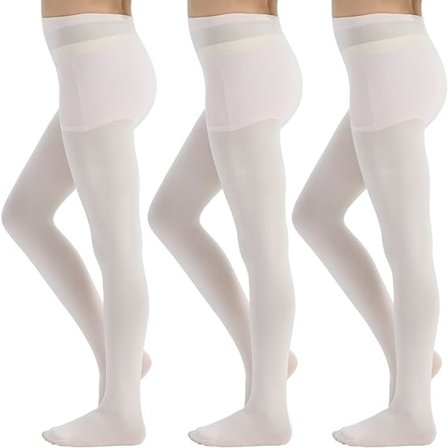 Balletstrømpebukser til piger med fødder, 3 par, superbløde, egnet til 8-12 år