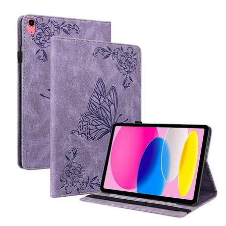 Fjäril Blomma Präglat Läderfodral för iPad 2025/2022 10:e Generationen 10.9 2022
