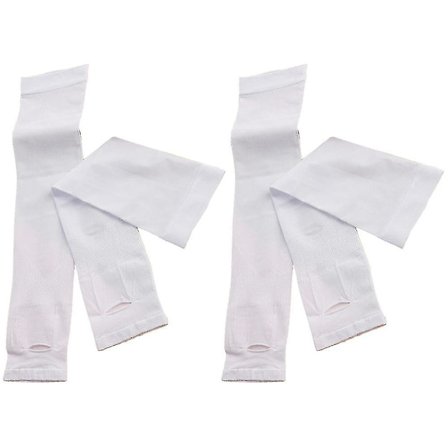 Armskydd för män och kvinnor, kompressionsärm för att täcka hela armarna Vit