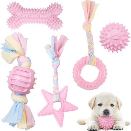 Hundleksak Rep med Boll, 5-pack Valp Leksaker för Hund Tandvård