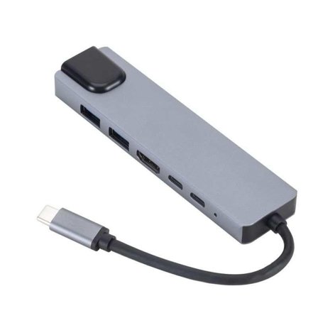 eSTUFF 6-in-1 Mobile Hub - dokkingstasjon - USB-C - HDMI - 1GbE