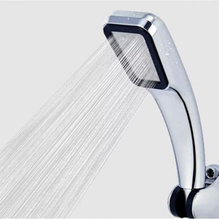 1 stk. Vandsparende brusehoved med højt tryk Sølv