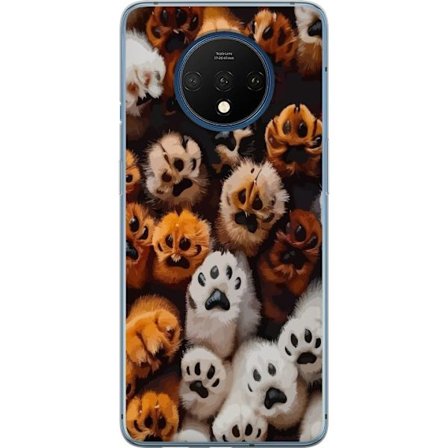 Kompatibelt Mobilskal till OnePlus OnePlus 7T Djuren tassar närbild charmig design i beige och brunt med gullig struktur och realistisk stil