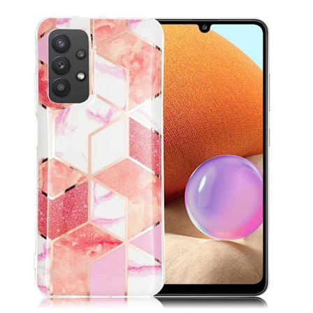 Marble Samsung Galaxy A32 Etui - Rose Glitter Paljetter