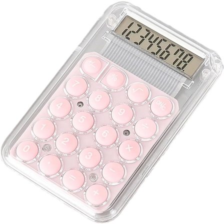 Mini bærbar kalkulator 8-sifret stor LCD-skjerm store knapper enkel å trykke på batteridrevet reisevennlig kalkulator (rosa)