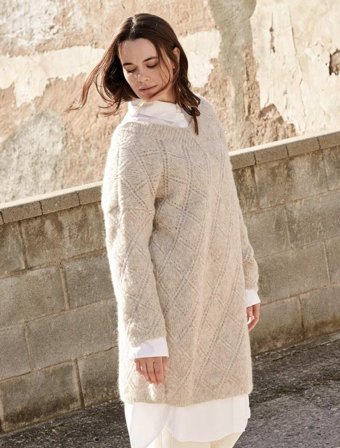 Katia Strikkeoppskrift-PDF Lang V-Genser Alpaca Silver