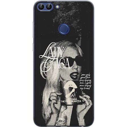 Kompatibelt Mobildeksel til Huawei P smart Lady Gaga svart-hvit retroplakat med solbriller og popkonst-estetikk