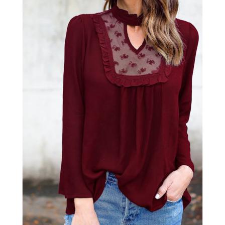 Chiffongskjorta Med Spetssömmar