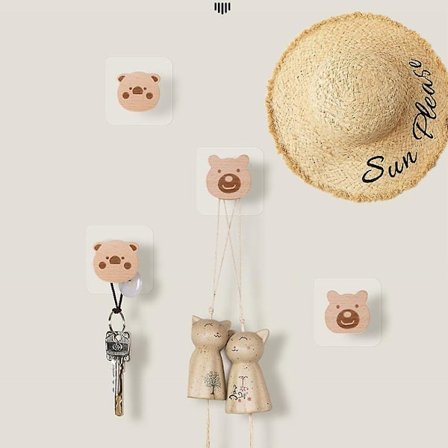 Puinen söpö eläimen muotoinen naulakko puinen teline vaatteiden avaimen koristekoukku seinälle(Kissan tassunjälki)