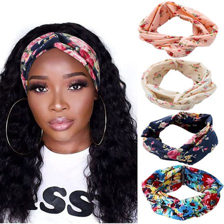 4 stk Hodebånd Kvinner Boho Hodebånd Vintage Blomstertrykk Hårbånd