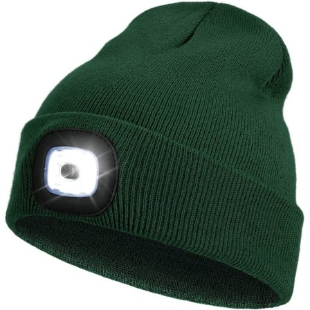 LED-mössa med ljus - smaragdgrön, USB-laddningsbar handsfree 4 LED