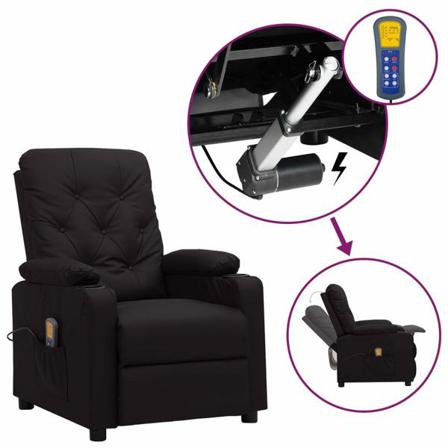 Vidaxl Massagefåtölj Med Uppresningshjälp Svart Konstläder Svart