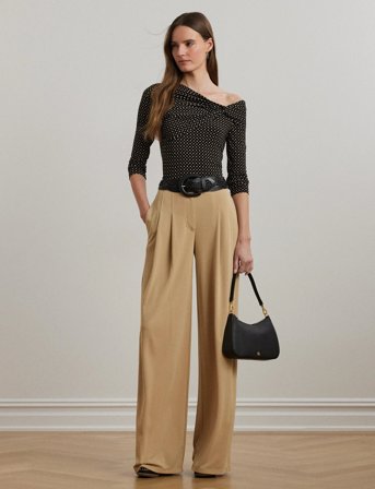 Lauren Ralph Lauren Geo-Print Jersey Off-The-Shoulder Top - Brown - XS