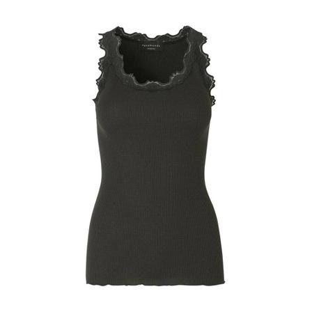 Rosemunde Silk Top Regular w/Vintage Lace Brun, Dame