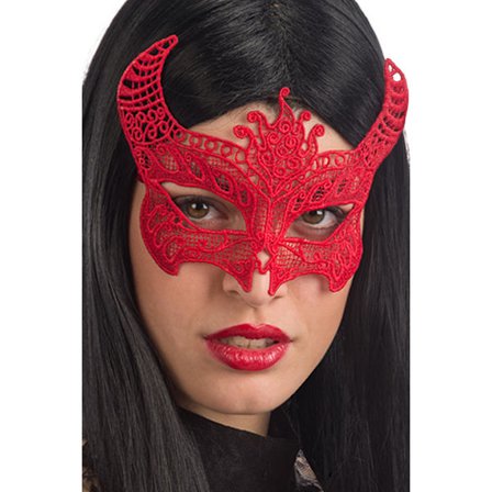 Ansiktsmask - Devil mask in red Fabric Macrame