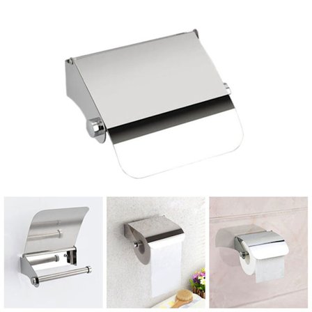 Toalettpappershållare i rostfritt stål med lock, toalett badrum vägg rullhållare pappersrulle