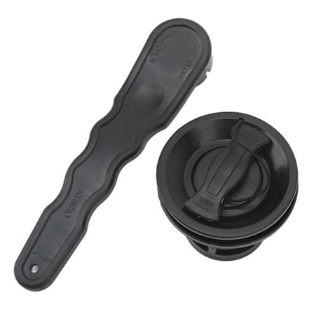 8-Sporet Bådsluftventil med Nøglekit Dobbelt Tætning PVC Sort Universal til Oppustelig Båd Jolle Kano Flåder