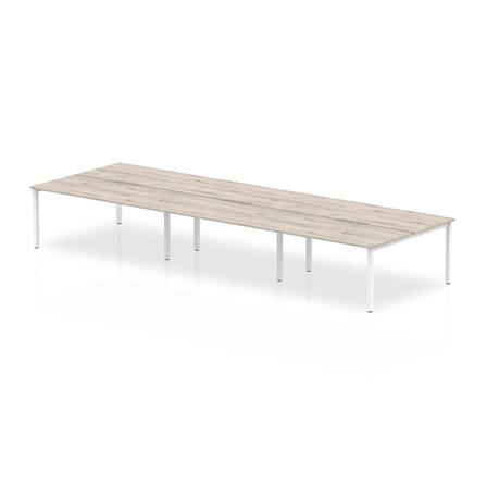 Bench desk EVOLVE, 6 person, 3600x1600 mm, grey oak-white