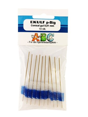 Ekulf p-big conical mellomromsbørste gul 0,81mm 10 stk