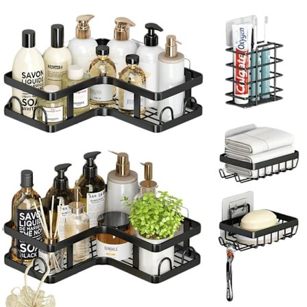 Badeværelsespakke 5 dele - Kroge og overflader til vægmontering