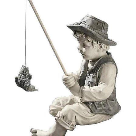 3D Harpiks Hagefigur Av En Fiskergutt, For Hjemmet, Utendørs, Plen, Hage, Hagedekorasjon For Utendørs, Terrasse, Hage, Plen (FMY)