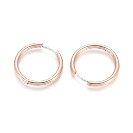 1Par 25 mm Hoops örhängen i Rödguldpläterad 316L kirurgiskt stål Pink gold