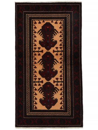 Alfombra Belouch 104X196 Negro/Marrón (Lana, Persia)