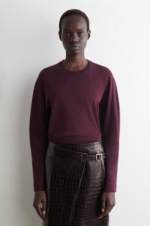 COS Women's Rounded Jersey Top in Red