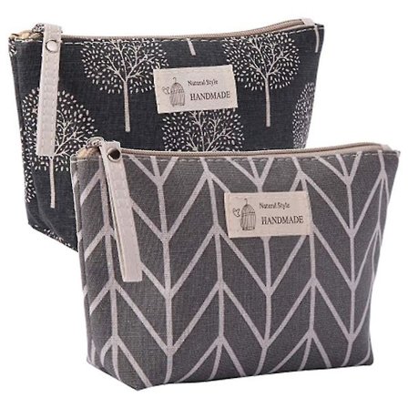 Morsomme Canvas Sminkepunger for Kvinner og Jenter - Romslig Kosmetikkveske, Lommebok, Håndveske med Glidelås