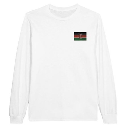 Langærmet t-shirt Kenya flagbroderi - PIXELFORMA - Almindelig - Hvid - Lange ærmer - Voksen