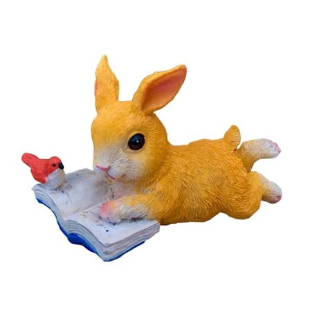 Læsende Kanin Statue Resin Kanin Figur Haveindretning Samlerobjekt Kanin Statue Bordplade Ornament til Hjemmekontor