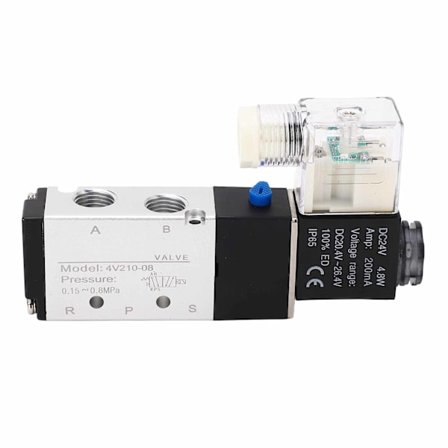 4V210‐08 Sähköinen solenoidiventtiili Normaali 2-asentoinen 5-tie Paineilmalla toimiva tyhjennysventtiili automaattiseen työpajaan DC 24V