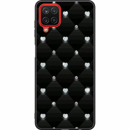 Samsung Galaxy A12 Svart Skal Bling Heart