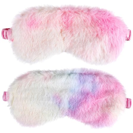 Plys Søvnmasker, 2-pak, Komfortable Plys Søvnmasker, Pelset Faux Pels Mørklægnings Søvnmasker, Perfekt til Rejser og Lure, Regnbuefarver