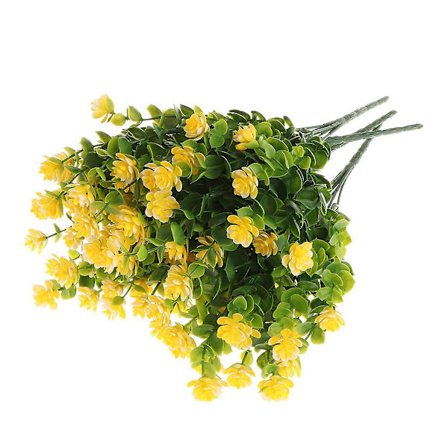 10 kpl Simulaatio Milan Ruoho Muovi Kukka Ulkokasvi Koti Puutarha Hääkoristelu, kiitospäivän koristelu (Keltainen)