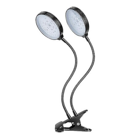Växtlampa, Usb 3w Dubbelhuvud Timing 40 Led Växtlampa Full Spectrum Auto På Och Av Med 3/9 / 12h Timer 5 Dimningsnivåer Clip-on Skrivbordsväxtlampa