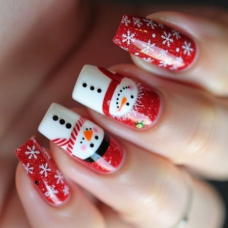 Medium Firkantet Lim-på-Negl Jule-Press-På-Negl Snøfnugg Løs Negl